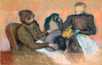 Milliner sisustamassa hattua, 1898 tekijältä Edgar Degas