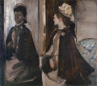 Rouva Jeantaud peilissä, n. 1875 tekijältä Edgar Degas
