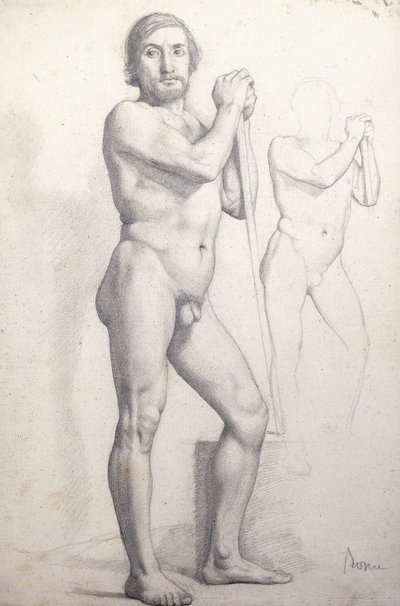 Alaston mies seisoo; Homme nu Debout, n. 1856 tekijältä Edgar Degas
