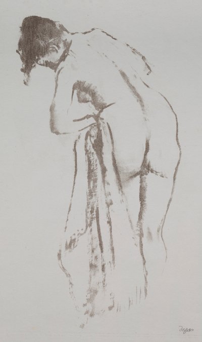 Alaston nainen pyyhkeellä, seisomassa, 1891-92. tekijältä Edgar Degas