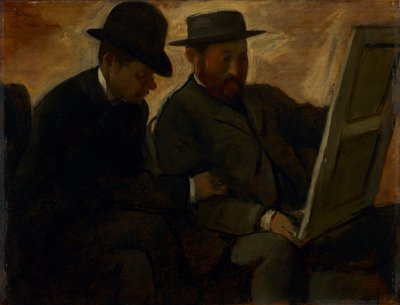 Paul Lafond ja Alphonse Cherfils tutkimassa maalausta, n. 1878-1880 tekijältä Edgar Degas