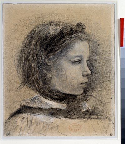 Giulia Belllin muotokuva Tutkimus "" Belllin perheelle"" Edgar Degasin (1834-1917) piirustus Noin 1858-1859 Mitat 0,23 x 0,19 m Pariisi. Louvren taidemuseo tekijältä Edgar Degas