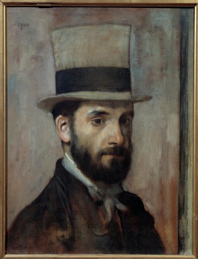 Muotokuva Leon Joseph Florentin Bonnatista (1833-1922) Taidemaalari käyttää silinteriä. Edgar Degasin (1834-1917) maalaus 1863 su. 0,43x0,36 m Bayonne, Musee Bonnat - Muotokuva Leon Joseph Florentin Bonnatista (1833-1922). Taiteilija käyttää silinteriä. Ma tekijältä Edgar Degas