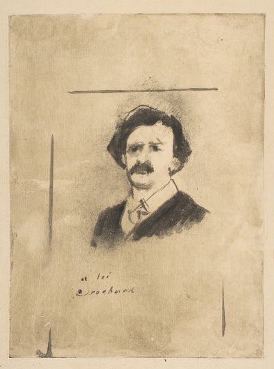 Virginie Cardinalin suosikin muotokuva, näyttelijä Crochardin kuvitus elokuvalle La Fami..., n. 1880. tekijältä Edgar Degas