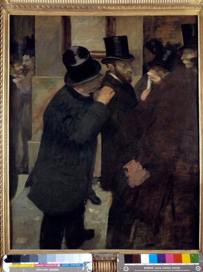 Muotokuvia pörssissä tai "" A la Bourse": rahoittaja ja keräilijä Ernest Mayn (1845-1925) esitys. Edgar Degasin (1834-1917) maalaus. 1878-1879. Mitat: 1,00 x 0,82 m. Pariisi, Musee d