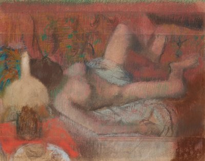 Makaava alaston nainen, n.1888-90 (pastelli ja monotypia paperille). tekijältä Edgar Degas
