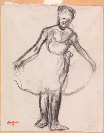 Seisova tanssija pitelee tutuhametta tekijältä Edgar Degas