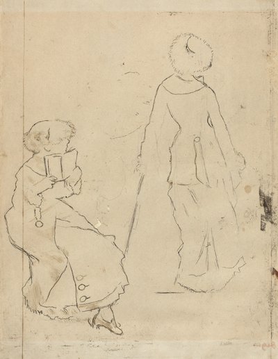 Tutkimus Mary Cassattille Louvressa [verso], n. 1879. tekijältä Edgar Degas