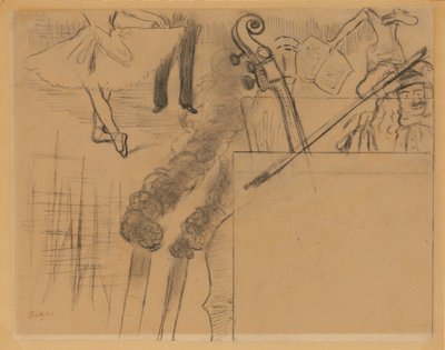 Opiskelu Galerie Ponsin Soiree Artistiquen ohjelmaa varten, 15. toukokuuta 1884 tekijältä Edgar Degas