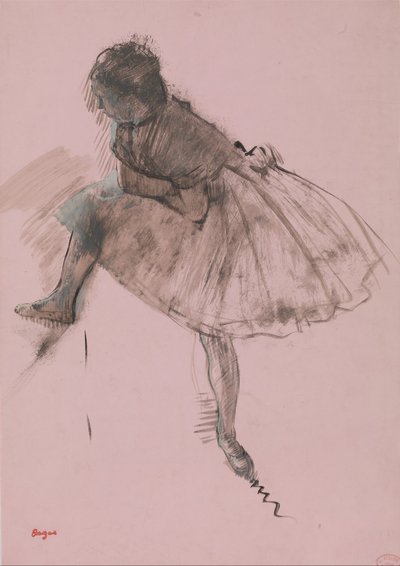 Balettitanssijan opiskelu recto, kaksi tanssitutkimusta päinvastoin, n. 1873. tekijältä Edgar Degas