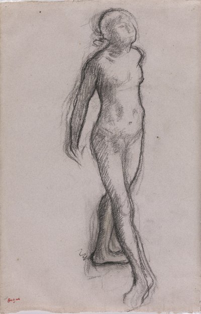Tutkimus alastontanssijasta, n. 1878-1879 (hiili ja musta tussi paperilla) tekijältä Edgar Degas