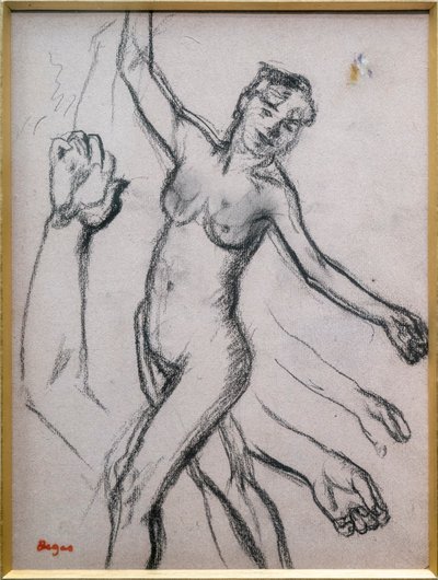 Tutkimus naisesta. 1878, puuhiili paperille. tekijältä Edgar Degas