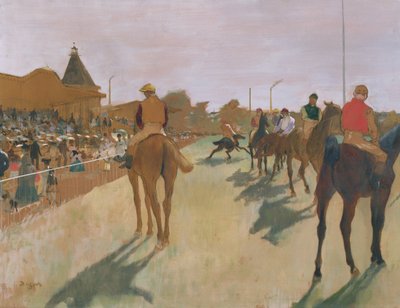 Paraati eli kilpahevoset katsomoiden edessä, n. 1866-68 (öljy paperille) tekijältä Edgar Degas