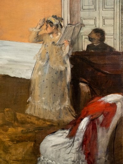 Laulun toisto (yksityiskohta). Noin 1869. Öljy kankaalle. tekijältä Edgar Degas