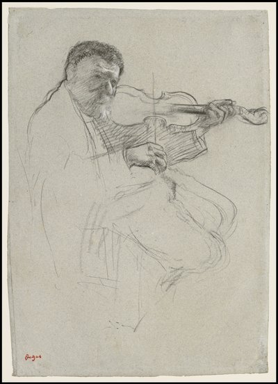 Viulisti, Study for "The Rehearsal", n.1879 tekijältä Edgar Degas