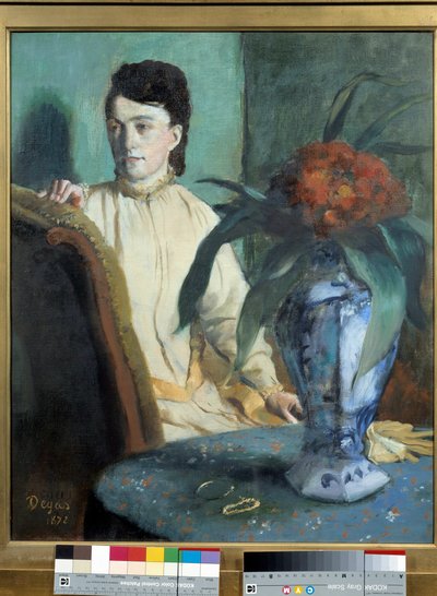 Edgar Degasin (1834-1917) Naisella on Potiche-maalaus tekijältä Edgar Degas
