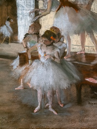 Tanssitunti (yksityiskohta). Noin 1876. Pastelli paperille liimattu pahviin. tekijältä Edgar Degas