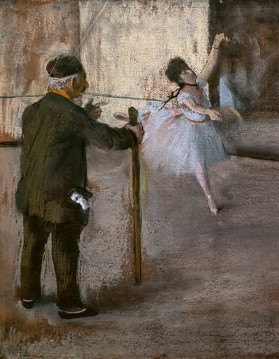 Tanssitunti (yksityiskohta). Noin 1876. Pastelli paperille liimattu pahviin. tekijältä Edgar Degas
