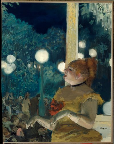 Koiran laulu (Emma Valladon nimeltä Theresa (1837-1913) kahvilakonsertissa) Edgar Degasin (1834-1917) maalaus, guassi ja pastelli, 57,5 cm x 45 cm tekijältä Edgar Degas