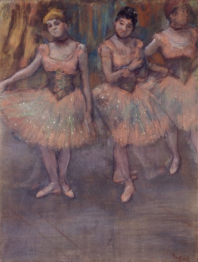 Kolme tanssijaa ennen harjoittelua, n. 1880 tekijältä Edgar Degas