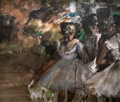 Kolme tanssijaa kulissien takana. 1880-1885. Öljy kankaalle. tekijältä Edgar Degas