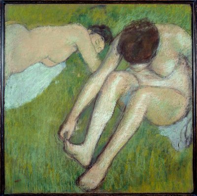 Kaksi uimaria pastellinurolla ruskealle paperille kirjoittanut Edgar Degas (1834-1917) 1890 Sun. 0,7x0,7 m Pariisi, Musee d