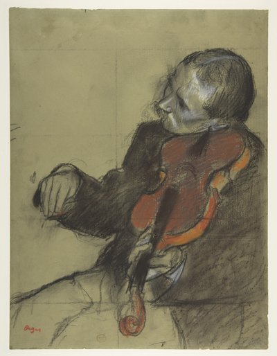 Viulisti, tutkielma teosta "Tanssitunti" varten tekijältä Edgar Degas