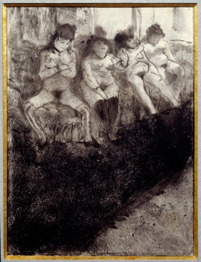 Toista versiota odotellessa. Prostituoidut odottavat asiakkaita bordellissa. Edgar Degasin maalaus tekijältä Edgar Degas