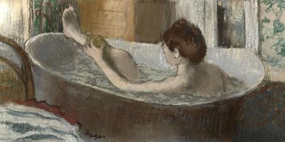 Nainen kylvyssä, siipikarja jalkaansa, 1883-1884 tekijältä Edgar Degas