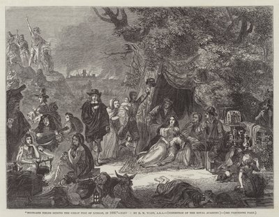 Highgate Fields Lontoon suuren tulipalon aikana vuonna 1666 tekijältä Edgar Melville Ward