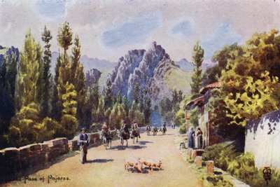 Pohjois-Espanja: Pajaresin solassa, lähellä Pola de Gordonia (värilitho) tekijältä Edgar T. A. Wigram
