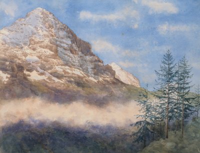 Eiger ja Schneehorn (akvarelli guassilla paperille) tekijältä Edith A. Paine
