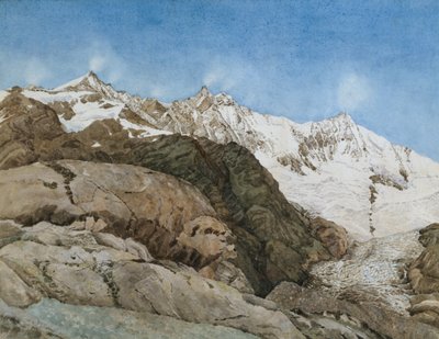 The Mischabe Horner Saas-Fee, Valais, Sveitsi (wc, guassi paperilla) tekijältä Edith A. Paine