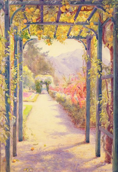 Italialainen pergola (akvarelli paperille) tekijältä Edith Helena Adie