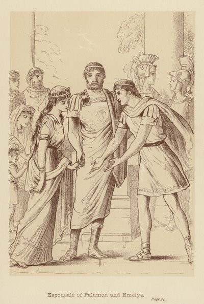 Palamonin ja Emelyen espousaalit (litografia) tekijältä Edith Scannell