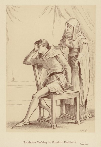 Varovaisuus lohduttaa Melibeusta (litografia) tekijältä Edith Scannell