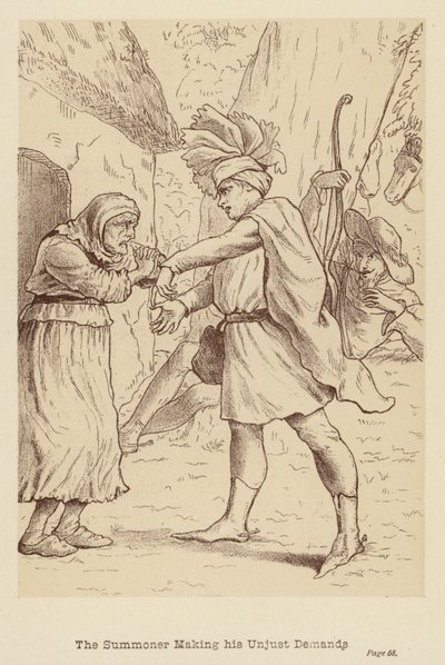 Kutsuja esittää epäoikeudenmukaisia vaatimuksiaan (litografia) tekijältä Edith Scannell