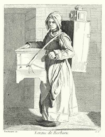 Barrel Organ Player (kaiverrus) tekijältä Edmé (after) Bouchardon