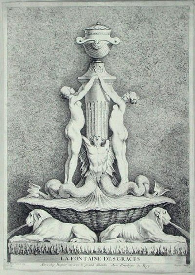 La Fontaine des Graces, kaiverrus Huquier (kaiverrus) tekijältä Edmé (after) Bouchardon