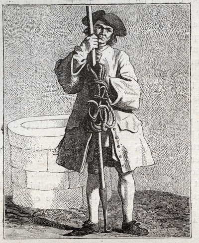 Kaivonpuhdistaja - Pepetit metier de Paris (Tutkimuksia alhaisista ihmisistä eli Pariisin kriisistä) - kaiverrus Edme Bouchardon (1698-1762) tekijältä Edmé Bouchardon