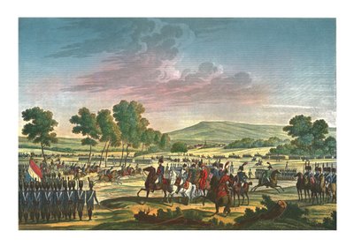Keisarillinen kaarti ohjaamassa kahden keisarin läsnäollessa Tilsitissä, 28. kesäkuuta 1807, c1850 tekijältä Edme Bovinet