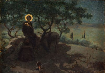 Lento Egyptiin, n. 1915 (öljy kankaalle) tekijältä Edmond (1861 1943) Tapissier