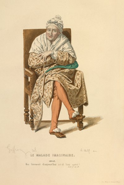 Puku Arganin rooliin, noin 1868 (kaiverrus). tekijältä Edmond Aime Florentin Geffroy