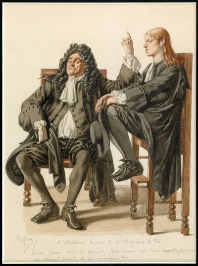 Muotokuva Monsieur Diafoirus pere et fils, noin 1870 (akvarelli). tekijältä Edmond Aime Florentin Geffroy