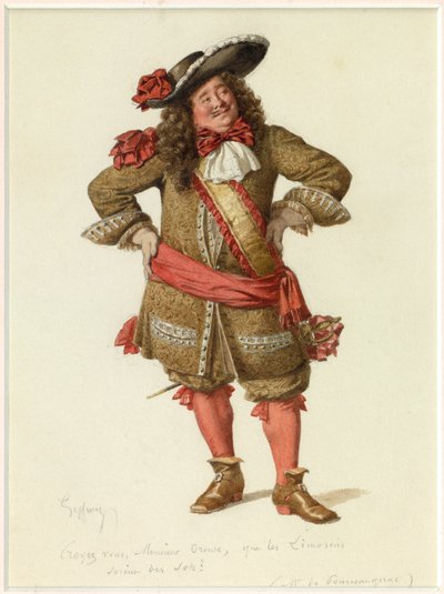 Monsieur de Pourceaugnacin muotokuva, noin 1870 (akvarelli). tekijältä Edmond Aime Florentin Geffroy