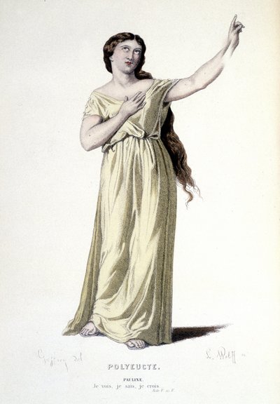 Paulinen hahmo tragediassa Polyeucte marttyyri - Full Theatre: (Corneillen näytelmien kokoelma) Geffroyn piirustus, L. Wolffin kaiverrus - toim. Laplace, Sanchez et Cie, Pariisi 1884 tekijältä Edmond Aime Florentin Geffroy