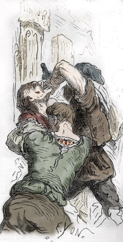 Black Death: juutalaisten teurastus, 1348, kuvitus Charles Lahuren teoksesta "Histoire-populaire-de-France", 1866 tekijältä Edmond Charles Yon