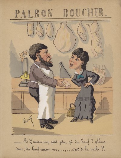 lihakaupassa (väri litho) tekijältä Edmond Lavrate