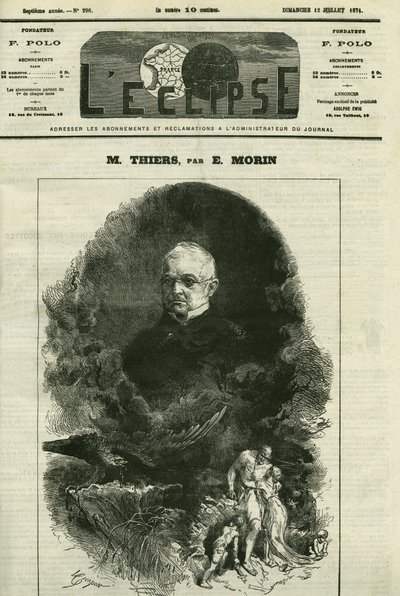 Ranskalaisen poliitikon Adolphe Thiersin (1797-1877) muotokuva. Kansi E. Morinin "" L