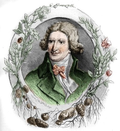 Antoine Augustin Parmentier (1737-1813), ranskalaisen sotilasapteekin ja agronomin muotokuva. Kaiverrus Edmond Morin tekijältä Edmond Morin